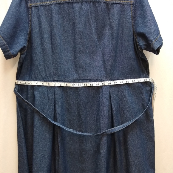 Woman Within Blue Denim Button-Up Dress with Belt Short Sleeves Sz 18WP New - Picture 3 of 8